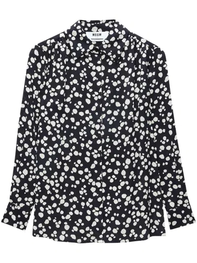 Msgm Hemd Mit Polka Dots In Schwarz
