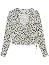 Msgm Polka Dot-print V-neck Blouse In Neutrals