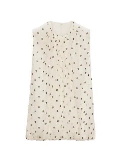 Msgm Polka Dot Sleeveless Blouse In Neutral