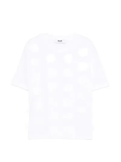 Msgm Kids' Polka Dot T-shirt In White