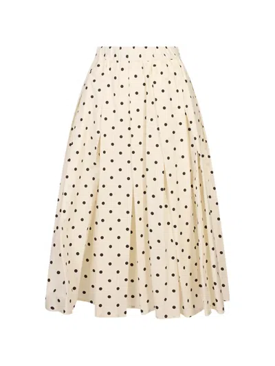 Msgm Polka-dot Pleated Skirt In Neutral