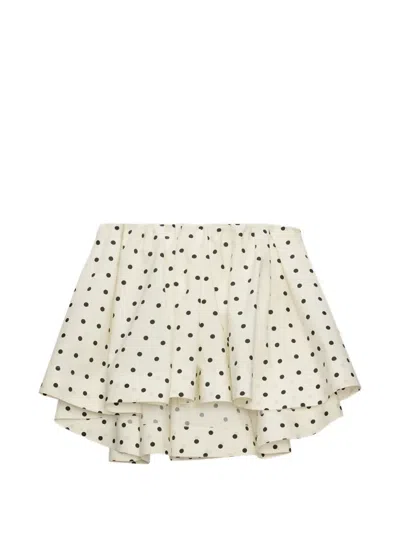 Msgm Polka-dot Tiered Top In Neutral
