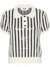 Msgm White Cropped Top With Sequins In Fabric Woman In Multi