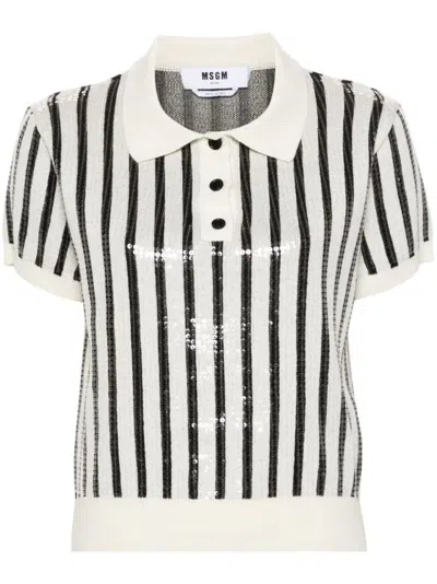 MSGM POLO COLLAR KNIT SWEATER