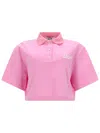 Msgm Polo Crop Con Logo In Pink