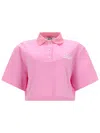 Msgm Polo Crop Con Logo In Pink