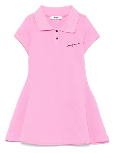Msgm Kids' Polo Mini Dress In Pink