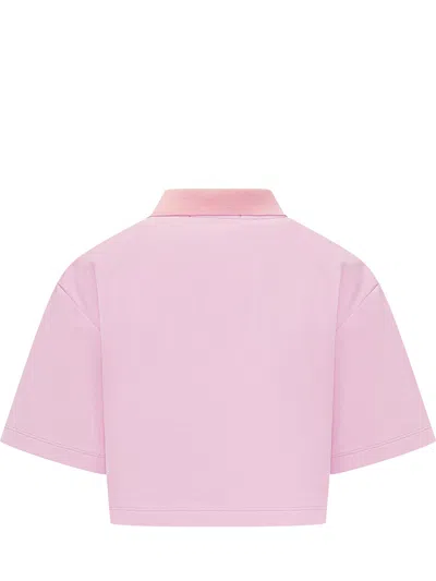 Msgm Polo Shirt In Piquet In Pink