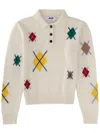 Msgm Polo Shirt With "argyle Multicolor" Pattern In Neutral
