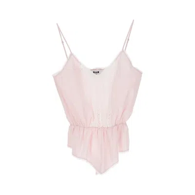 Msgm Poplin Lingerie Top In Pink