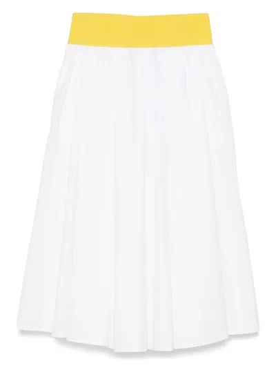 Msgm Poplin Midi Skirt In White