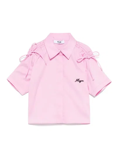 Msgm Kids' Poplin Shirt In Pink
