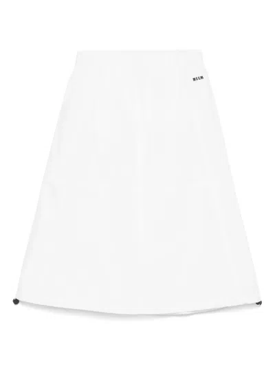 Msgm Kids' Poplin Skirt In White