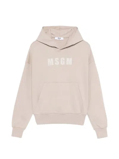 Msgm Kids' Pouch-pocket Hoodie In Neutrals