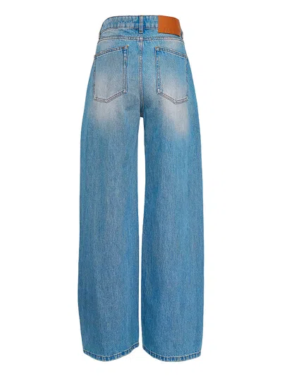 Msgm Pre-washed Wide Leg Denim Pants In Blue