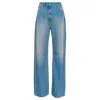 Msgm Pre-washed Wide Leg Denim Pants In Blue