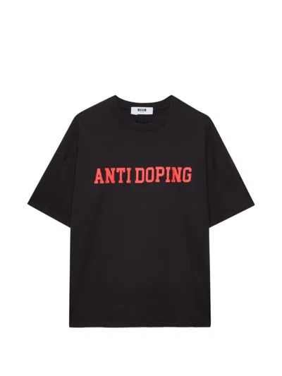 Msgm Print-detail Short-sleeved T-shirt In Black