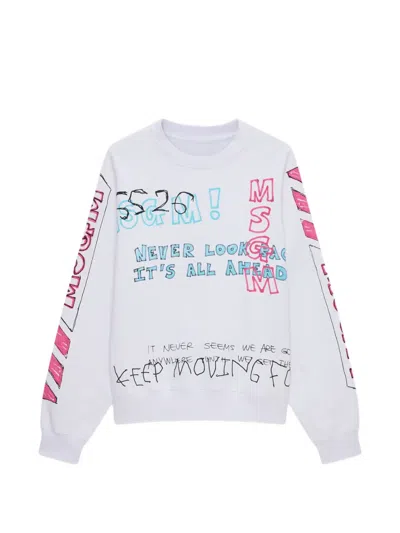 Msgm Print-detail Sweatshirt In White