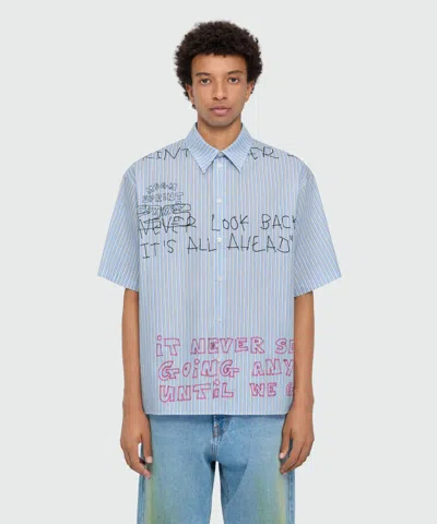 Msgm Print Striped Shirt