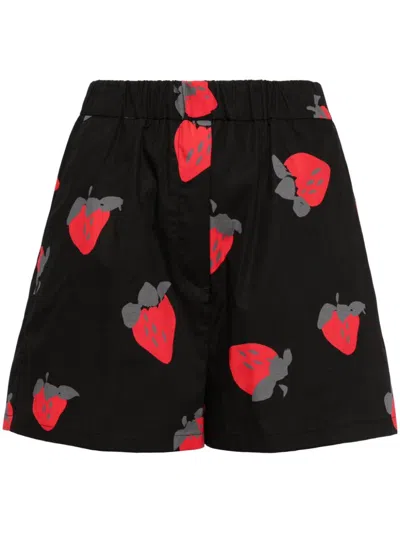 Msgm Print Track Shorts In Black