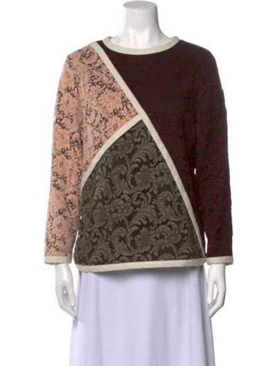 Pre-owned Msgm Printed Bateau Neckline Sweatshirt In Brown