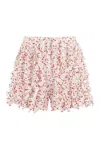 Msgm Printed Cotton Shorts In Nude