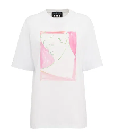 Msgm Printed Cotton T-shirt In White