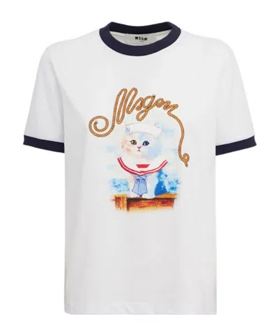 Msgm Woman T-shirt White Size M Cotton