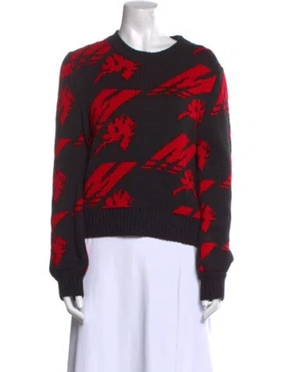 Pre-owned Msgm Printed Crew Neck Sweater In Black