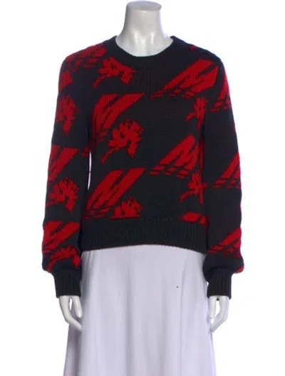 Pre-owned Msgm Printed Crew Neck Sweater In Multi