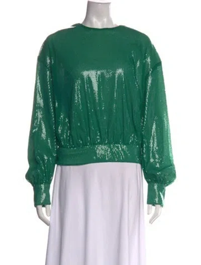 Pre-owned Msgm Printed Crew Neck Top In Green