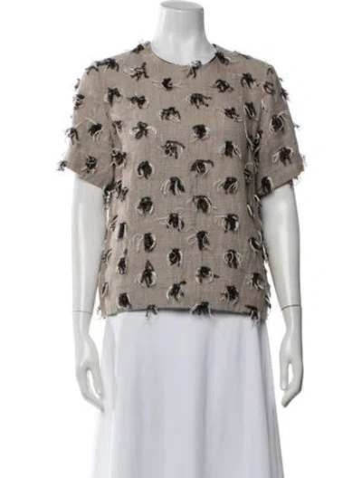 Pre-owned Msgm Printed Crew Neck Top In Neutral