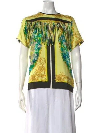 Pre-owned Msgm Printed Crew Neck Top In Yellow