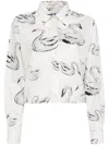 Msgm Printed Cropped Shirt In Neutrals
