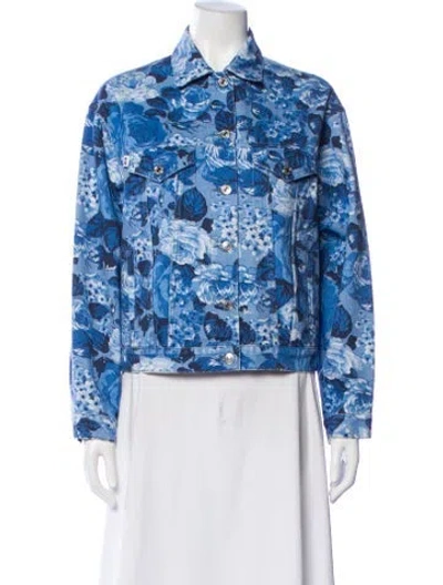Pre-owned Msgm Printed Denim Jacket W/ Tags In Blue