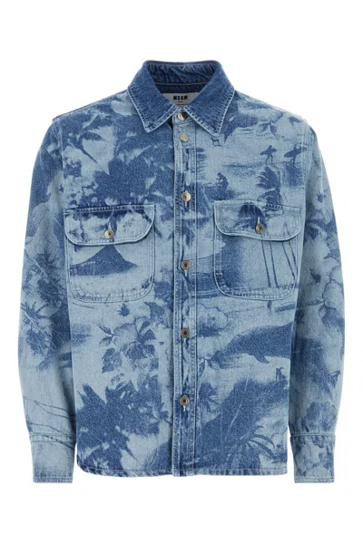 MSGM PRINTED DENIM SHIRT