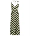 Msgm Chevron-print Rear-tie Dress In Multi