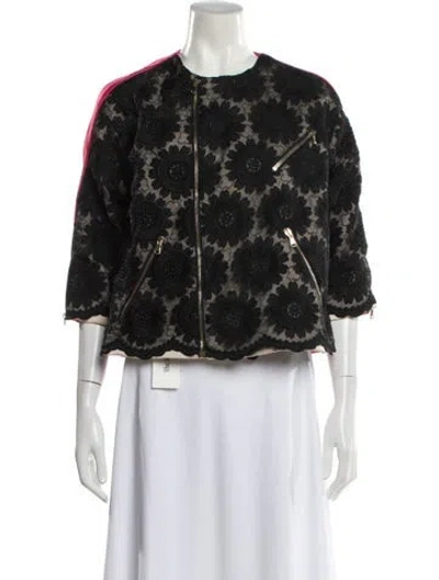 Pre-owned Msgm Printed Faux Fur Jacket In Black