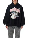 Msgm Graphic Hooded Fleece Top In Black