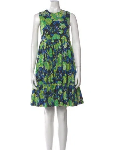 Pre-owned Msgm Printed Knee-length Dress In Green
