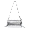 Msgm Printed Leather Handbag In Silver