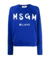 Msgm Printed Logo Sweater In Blue