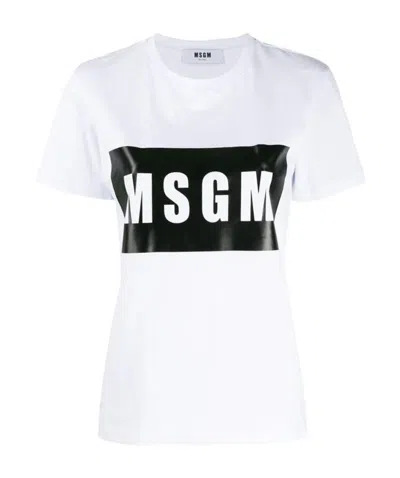 Msgm Printed Logo T-shirt In White