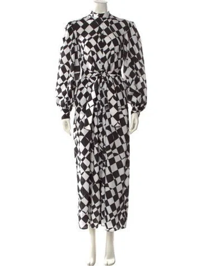 Pre-owned Msgm Printed Long Dress In Black