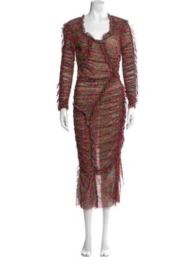 Pre-owned Msgm Printed Long Dress In Multi