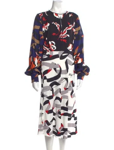 Pre-owned Msgm Printed Long Dress In Neutral