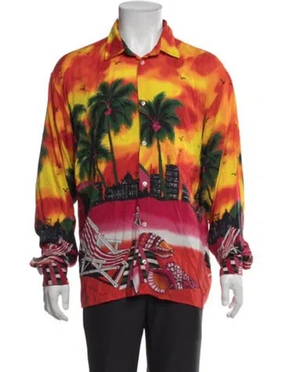 Pre-owned Msgm Printed Long Sleeve Shirt In Red