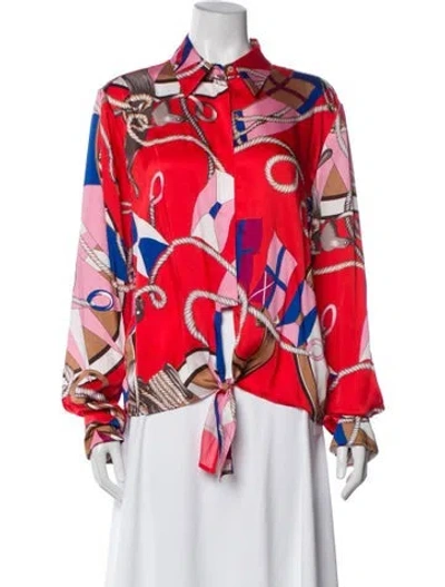 Pre-owned Msgm Printed Long Sleeve Top In Multi