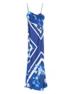 Msgm Printed Maxi Dress In Blue
