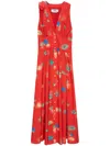 Msgm Printed Maxi Dress In Red